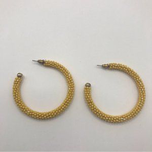 Yellow Beaded Half Hoop Earrings - Perfect Condition